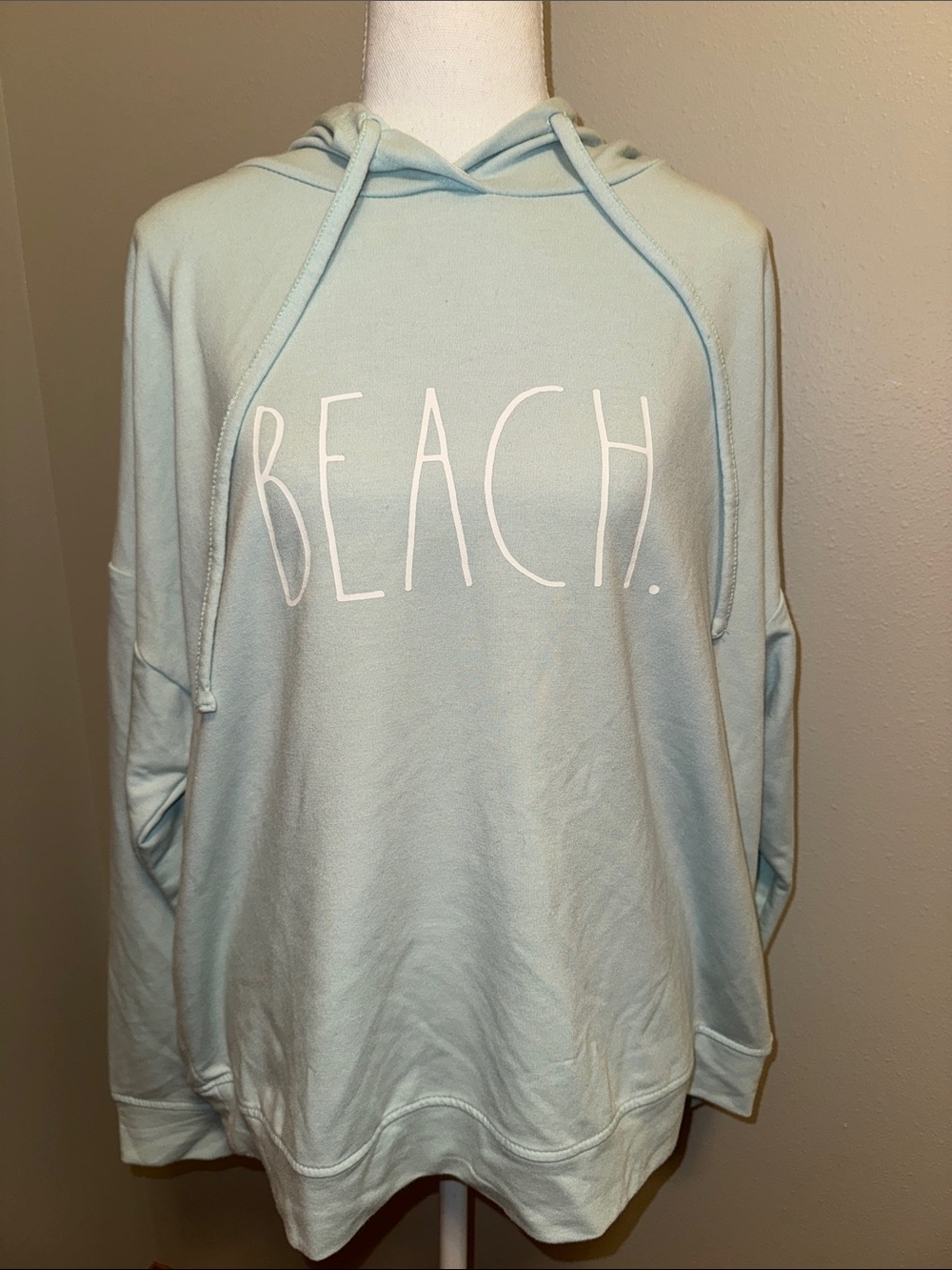 Women’s Rae Dunn Aqua Beach Graphic Hoodie Sweatshirt - Large